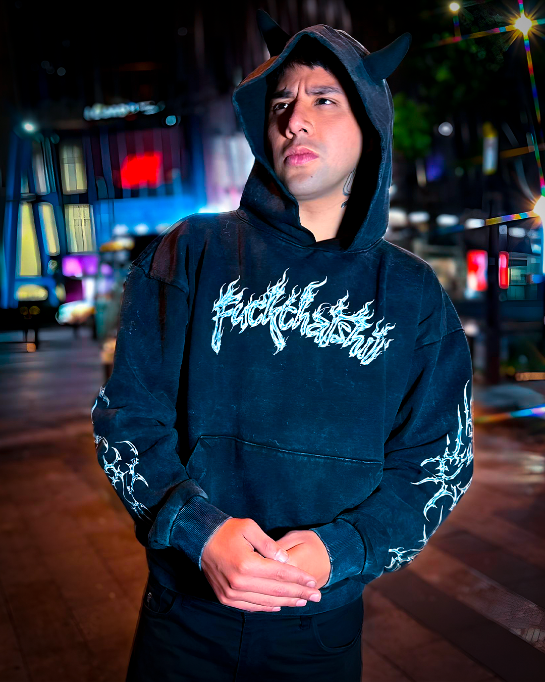 Hoodie Prime Con Cuernos Crystal Demon Lux