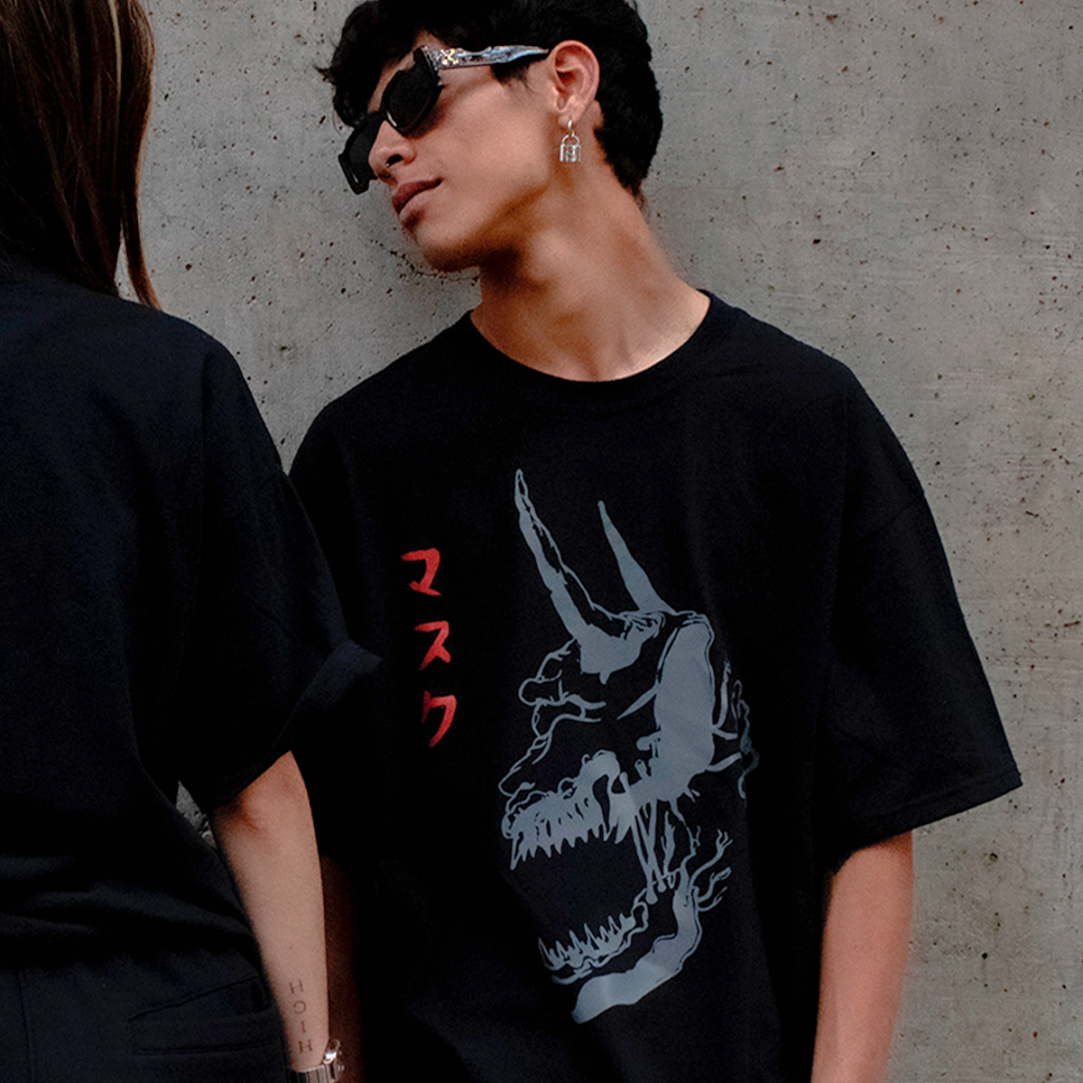 Playera Oversize Demonio Gris