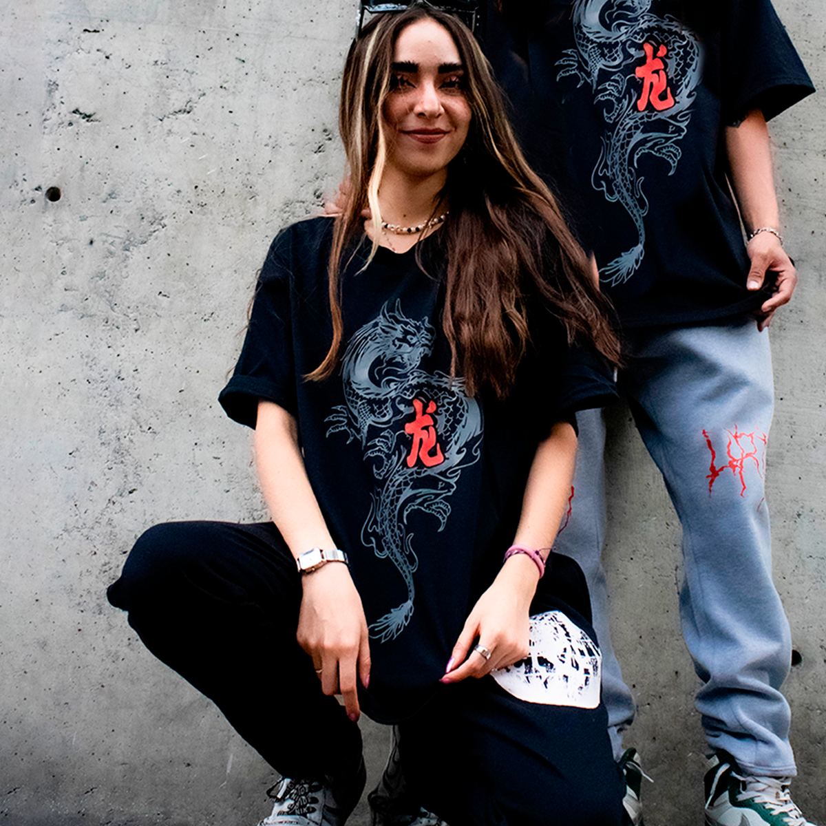 Playera Oversize Dragon Gris FK