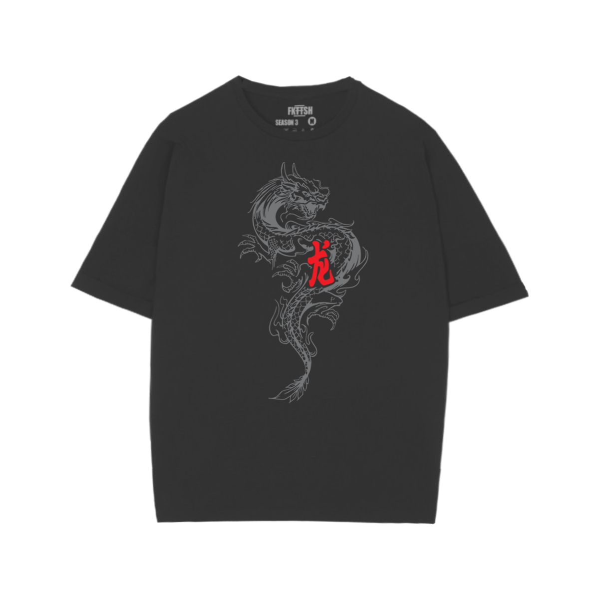 Playera Oversize Dragon Gris FK