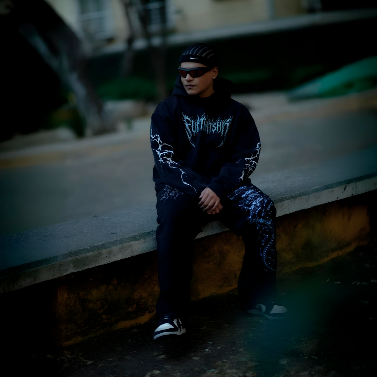 Hoodie Thunder Skull Mineral Wash