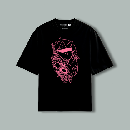 Playera Classic Oversize Gato Samurai