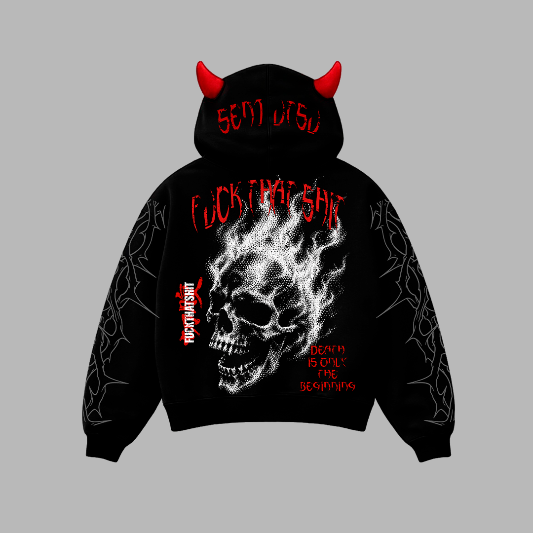 Hoodie Prime Con Cuernos BURNING SKULL