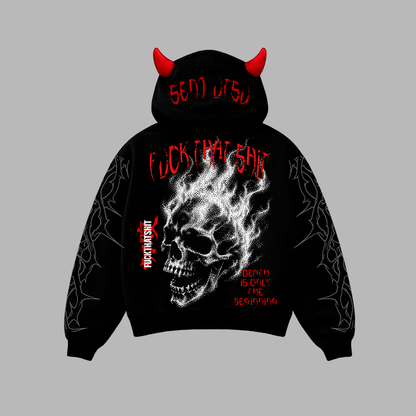 Hoodie Prime Con Cuernos BURNING SKULL