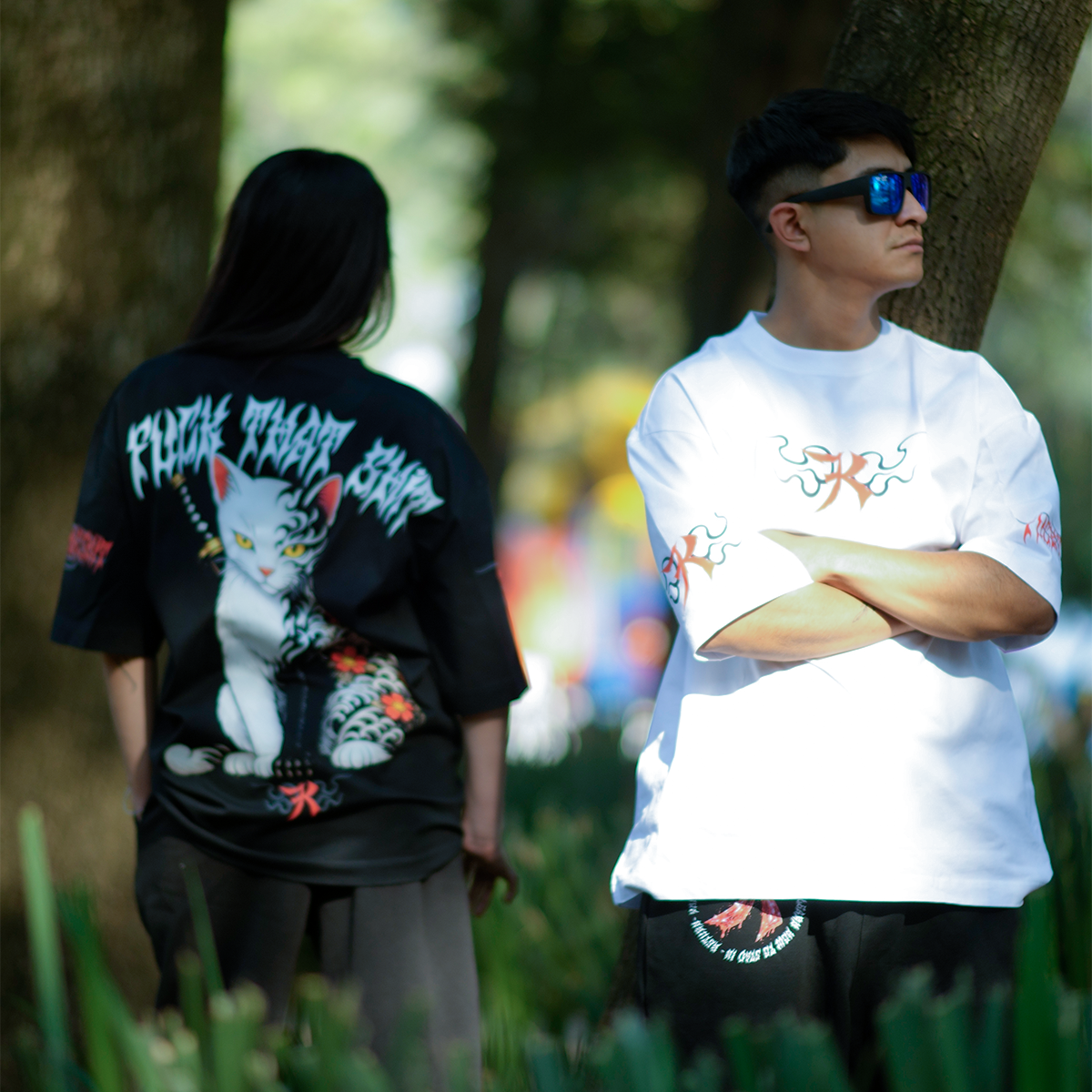 Playera Oversize Prime Black Fire Cat