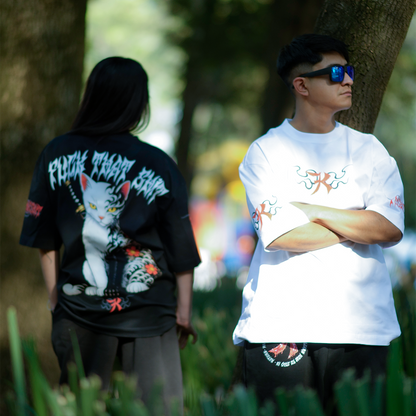 Playera Oversize Prime Black Fire Cat