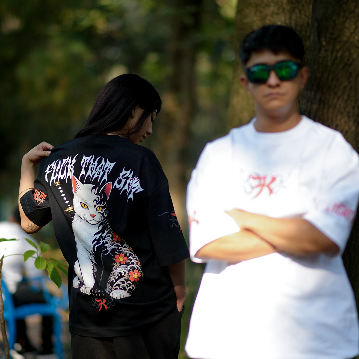 Playera Oversize Prime Black Fire Cat