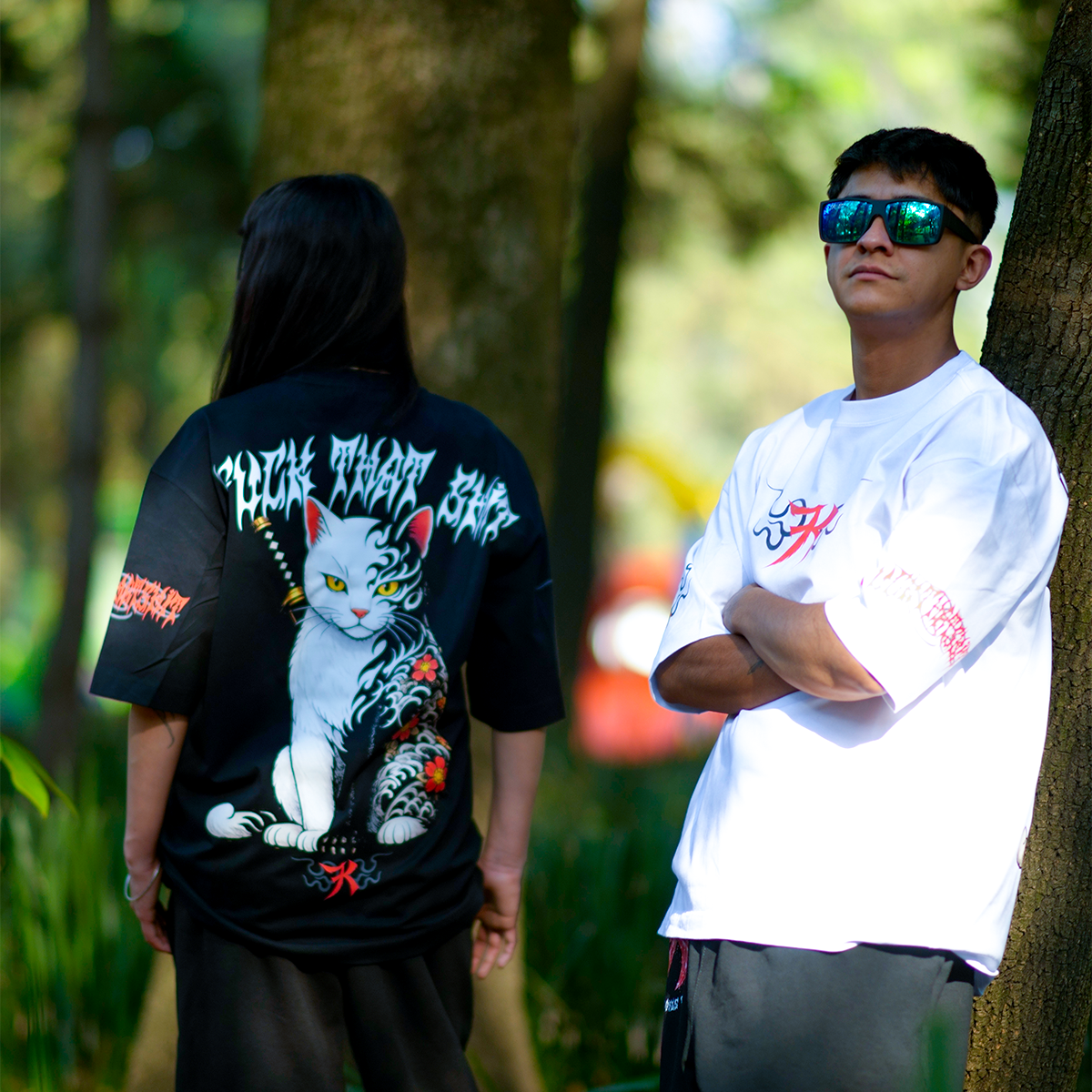 Playera Oversize Prime Black Fire Cat