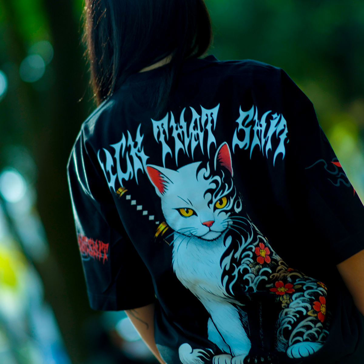 Playera Oversize Prime Black Fire Cat