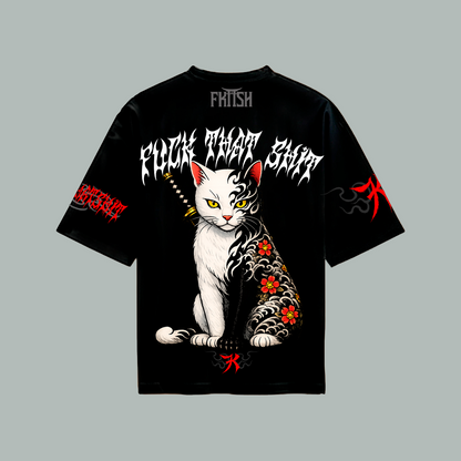 Playera Oversize Prime Black Fire Cat